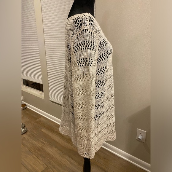 Zozo Crochet Sweater Oatmeal Womens Size Large Scoop Neck - Picture 2 of 10